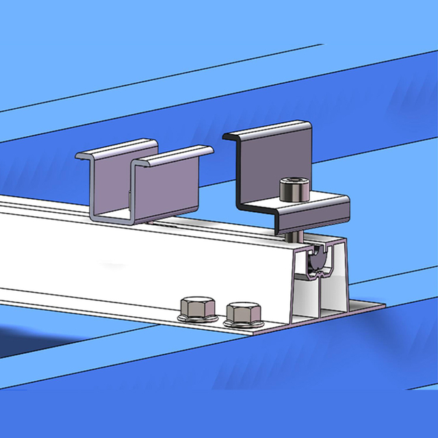 Solution de rail en aluminium pour le système d'énergie solaire du toit en métal trapézoïdal Système de panneaux solaires