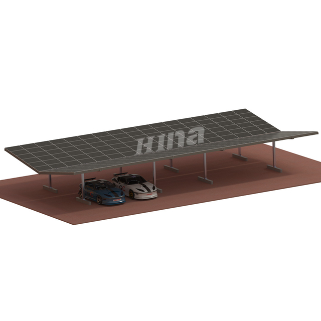 Supports de montage de panneau solaire de structure d'abri de voiture de base en béton à double poteau pour l'emballage de voiture